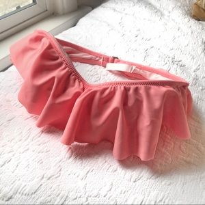 Victoria's Secret Coral Pink Ruffle Bandeau Bikini Top